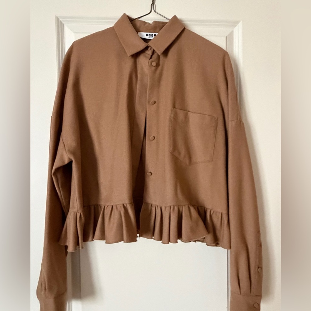 MSGM Tan Textured Shirt